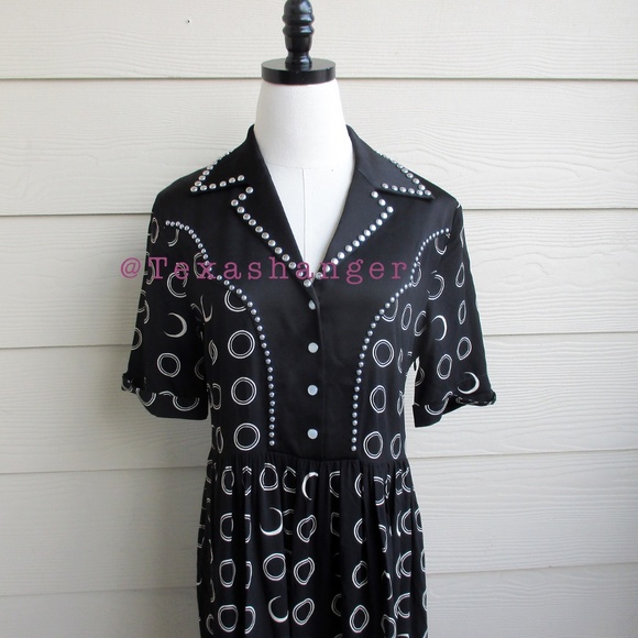 NWT Re/Done Western Yoke Dress Black Cream - Picture 9 of 11